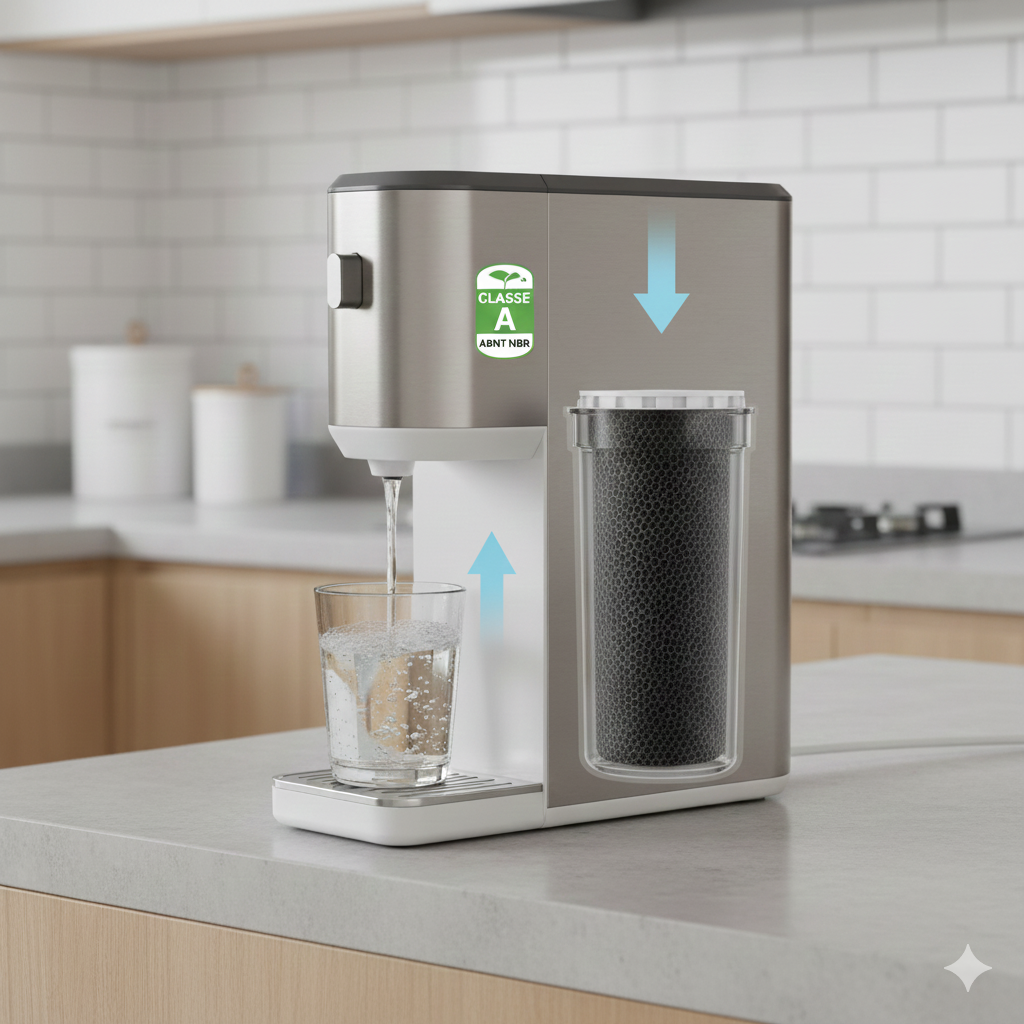 Melhor Purificador de Água Custo-Benefício: Guia Técnico de Retenção de Cloro (Classe A), Vazão (Litros/Hora) e Tipos de Filtro (Carvão Ativado Bloco/RO)